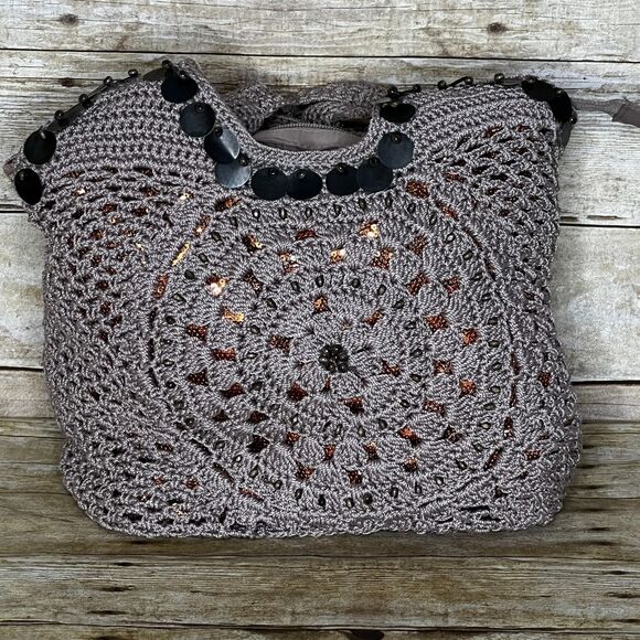 THE SAK SHIITAKE FLOWER ELLIS TOTE LARGE CROCHET KNIT FOLK BOHO EVERYDAY TOTE - Picture 1 of 6